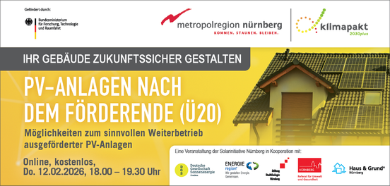 Kostenlose Online-Veranstaltung: PV-Anlagen nach dem Förderende (Ü20), Donnerstag, 12.02.2026, 18.00 – 19:30 Uhr