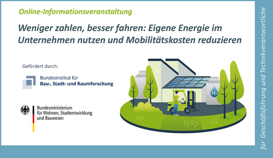 Banner zur kostenlosen Infoveranstaltung am 18.05.2026 zur eigenen Erzeugung erneuerbarer Energien, Kostensenkung und zukunftsfähige Gestaltung der Unternehmensmobilität.