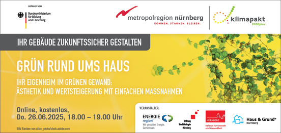 Banner Online-Vortrag: «Grün rund ums Haus« Ihr Eigenheim im grünen Gewand – Ästhetik und Wertsteigerung mit einfachen Maßnahmen»