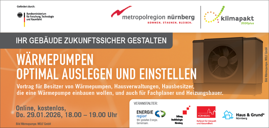 Online-Vortrag: Wärmepumpen optimal auslegen und einstellen Donnerstag, 29. Januar 2026, 18.00 – 19:00 Uhr