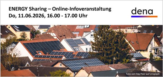 Banner: Kostenfreies Webinar «Energy Sharing» am Donnerstag, 11. Juni 2026, 16:00 – 17:00 Uhr