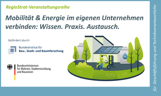 Kostenlose Veranstaltungsreihe: Informationen zur eigenen Erzeugung erneuerbarer Energien, Kostensenkung und zukunftsfähige Gestaltung der Unternehmensmobilität.