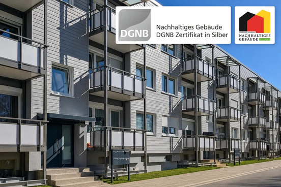 Seriell sanierte Wohngebäude in Nürnberg ausgezeichnet mit dem Nachhaltigkeits-Zertifikat DGNB-Silber und dem Qualitätssiegel Nachhaltiges Gebäude