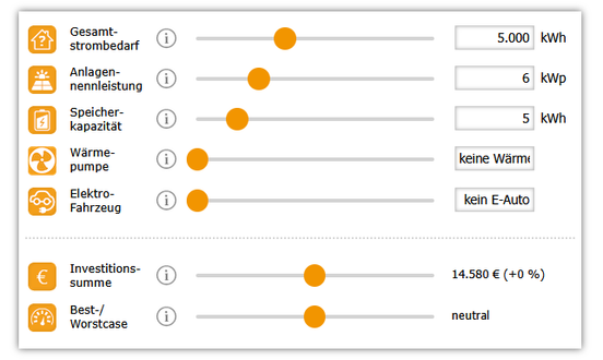 Screenshot des kostenlosen Rechentools der DGS Franken: pv@now easy