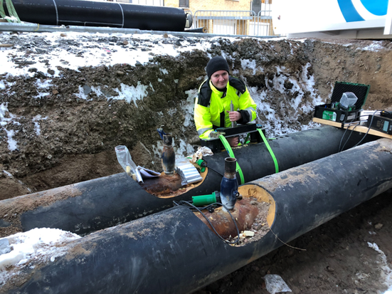 Testbetrieb für das Verfahren PipeOpsy™ in einem Modellversuch mit Fernwärmeleitungen in der Schweiz im Jahr 2023