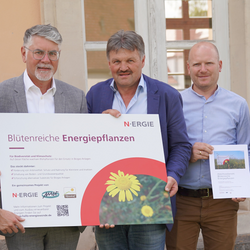 Ziehen ein positives Fazit zum Projekt (v.li.): Markus Heinz (Direktor der Landwirtschaftlichen Lehranstalten Triesdorf), Rainer Kleedörfer (Leiter Unternehmensentwicklung bei der N-ERGIE), Norbert Bleisteiner (Leiter des Fachzentrums für Energie und Landtechnik Triesdorf), Michael Köhnlein (Fachzentrum für Energie und Landtechnik Triesdorf), Christian Gehret (Unternehmensentwicklung N-ERGIE)